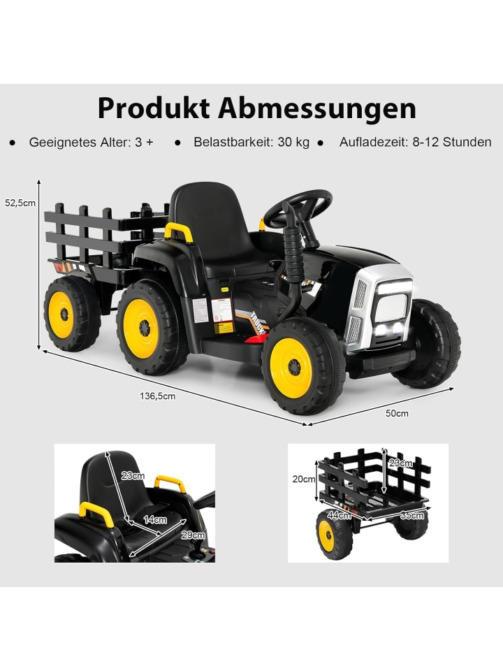 COSTWAY 12V Traktor ab 3 Jahren in Schwarz günstig kaufen onesize