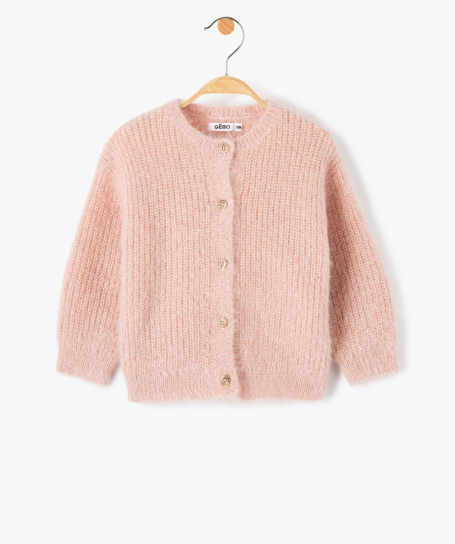 Gilet bébé fille en maille douce pailletée rose | GEMO