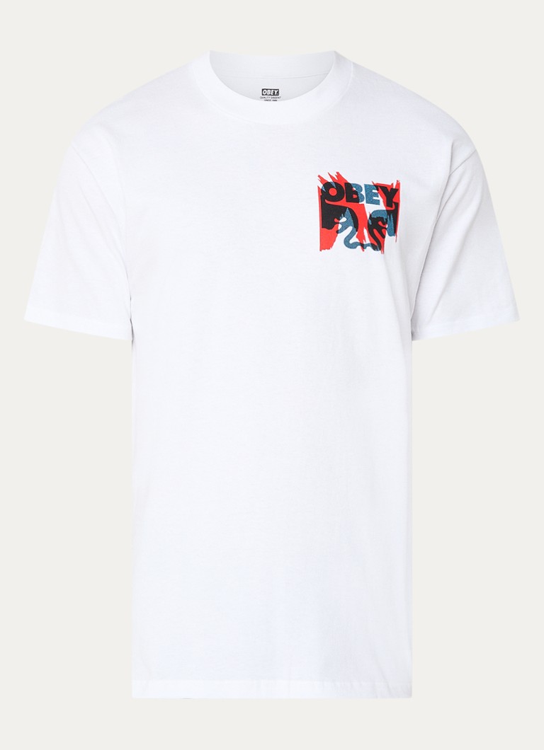 Obey  Torn Posters T-shirt met logo- en backprint