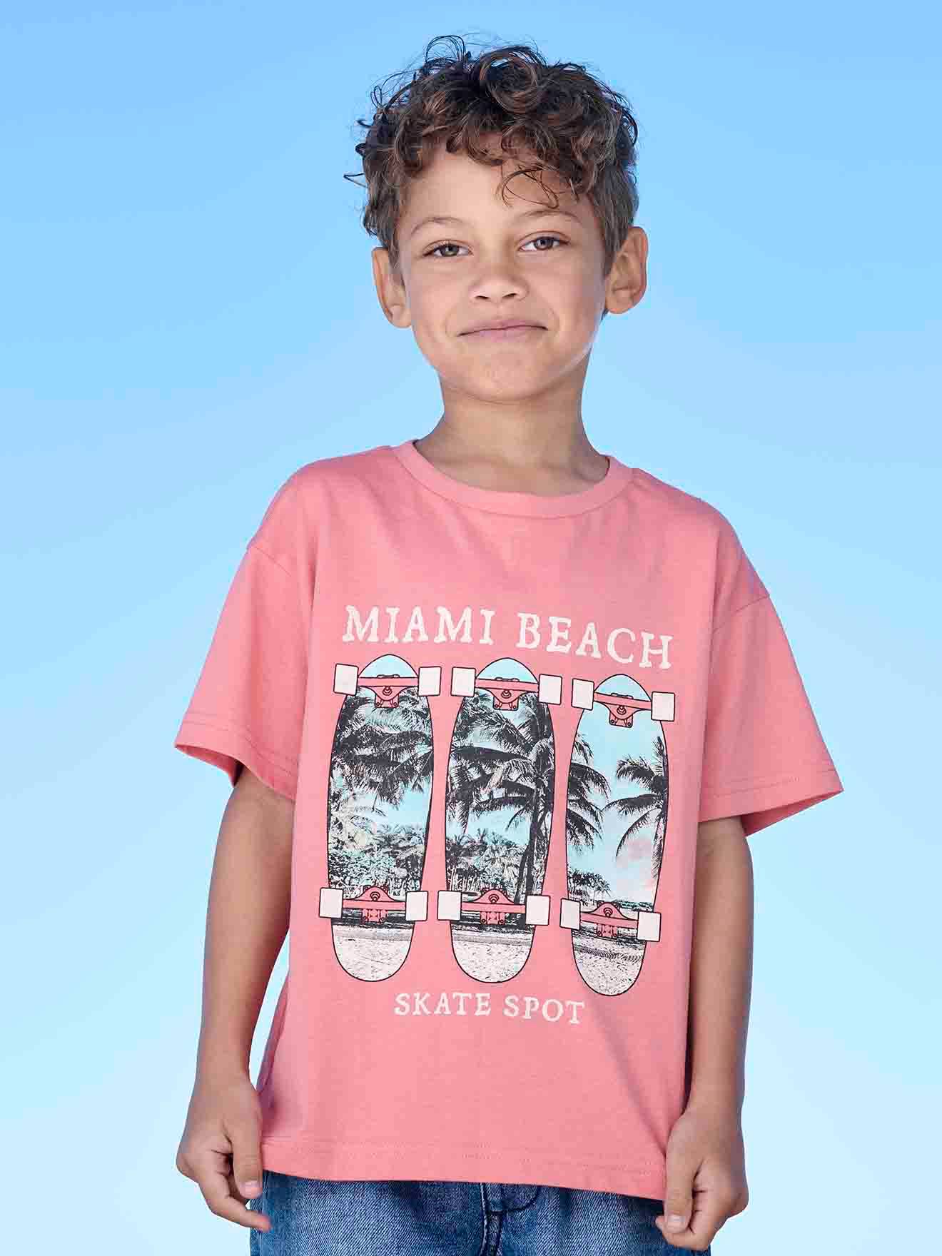 Vertbaudet Jungen T-Shirt mit Fotoprint, Recycling-Baumwolle - aqua