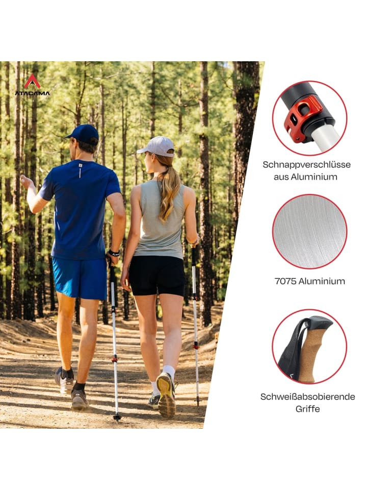 Atacama ATACAMA Nordic Walking Stöcke Damen und Herren Wanderstöcke Teleskop aus Carbo günstig kaufen onesize