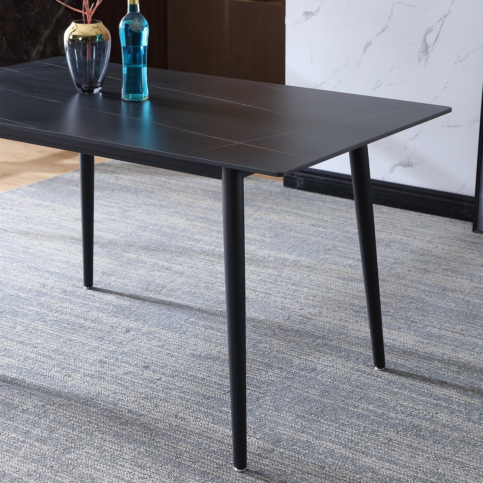 Jiexi Esstisch Moderne Schiefer Küchentisch für Home Küche Wohnzimmer Esszimmer