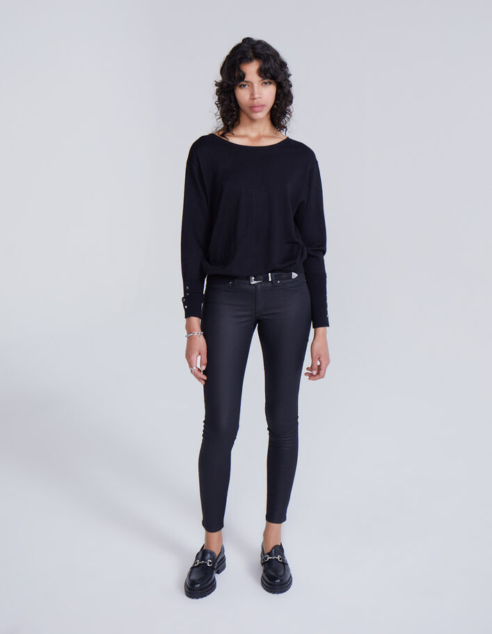 Cardigan maille tricot noir réversible femme