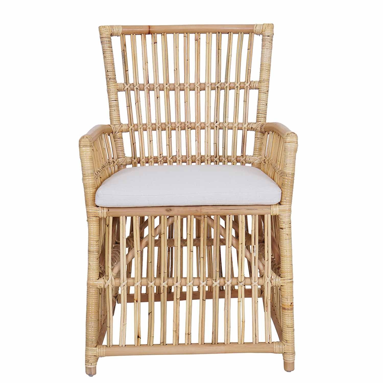 Casa Moro Rattanstuhl Rattansessel Susila Honig mit Sitzkissen Esszimmerstuhl, Loungesessel aus Natur-Rattan handgefertigt