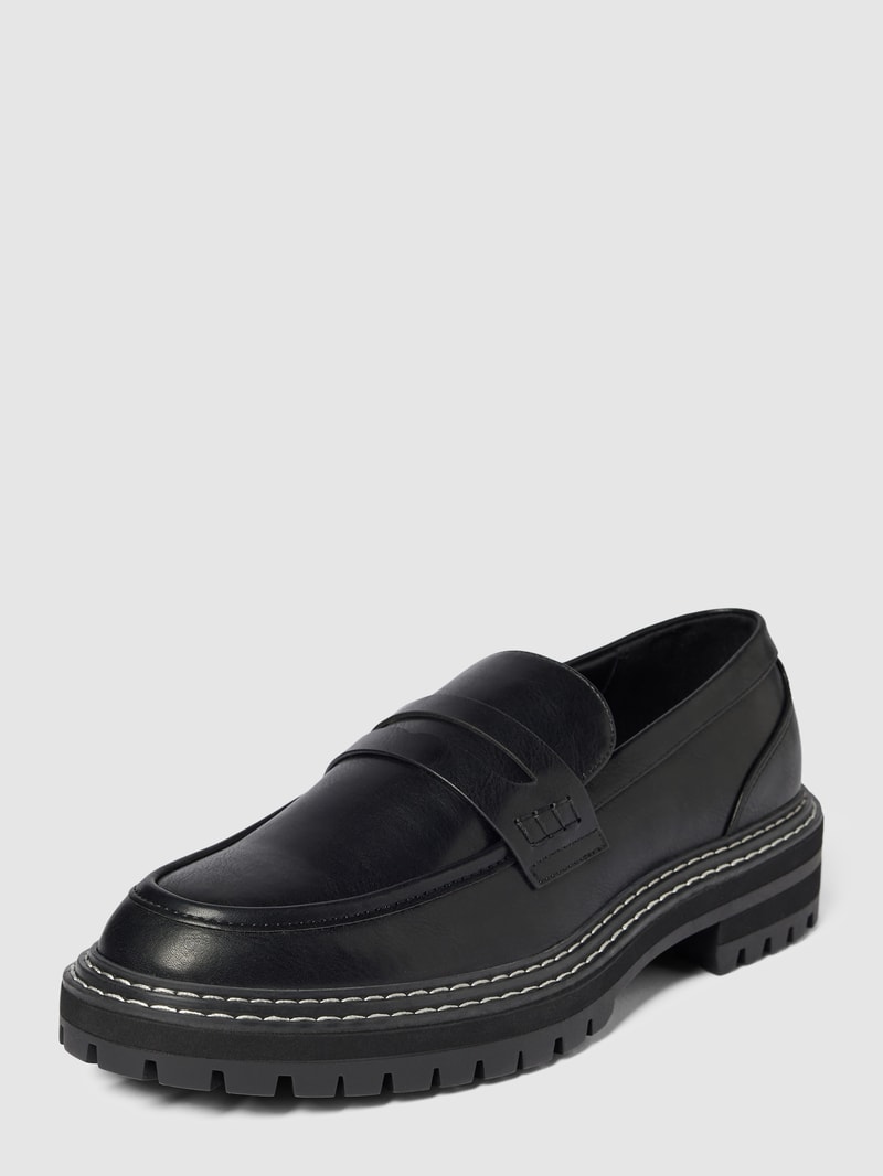 Loafers mit Kontrastnähten in schwarz