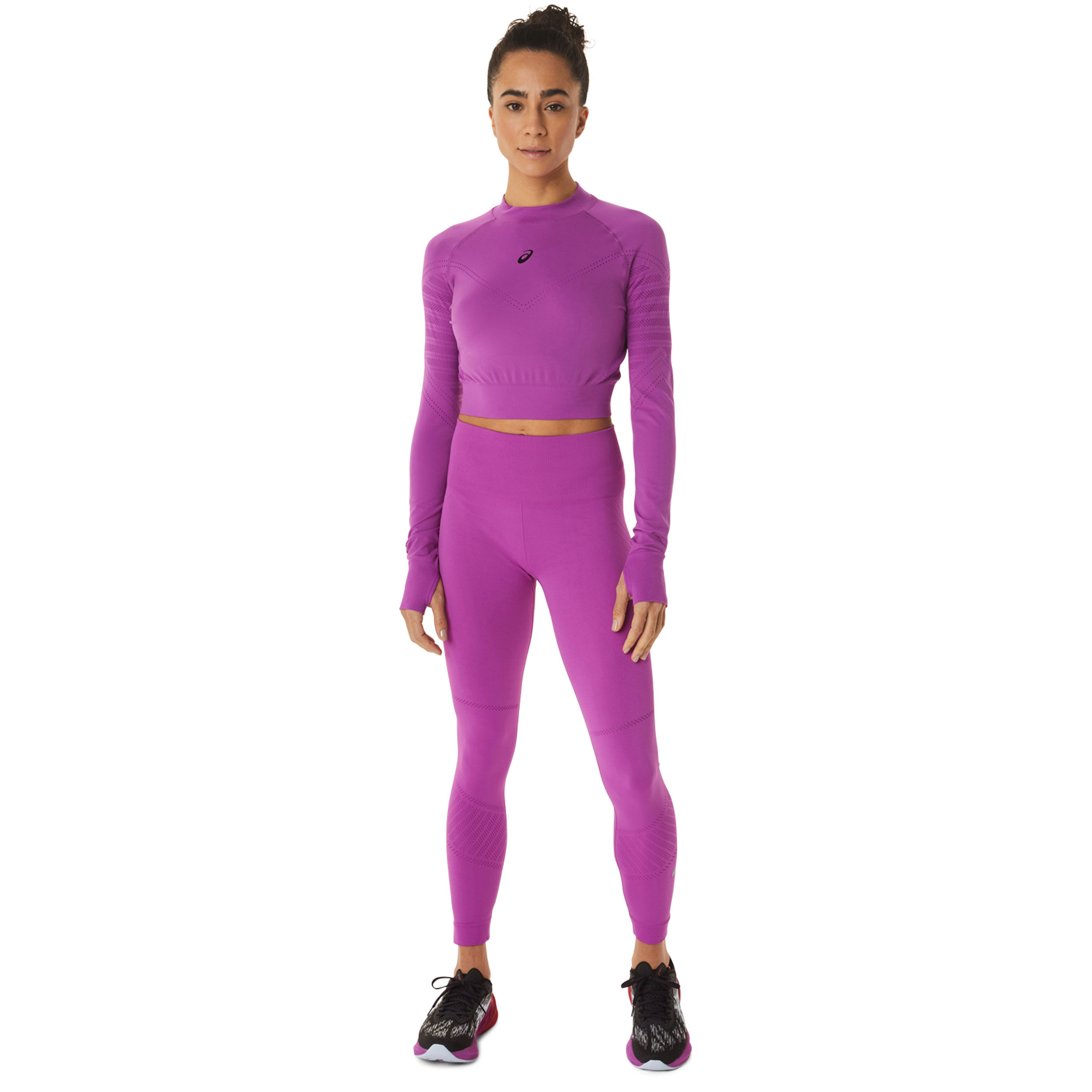 Seamless Crop Top Longsleeve Damen - Lila