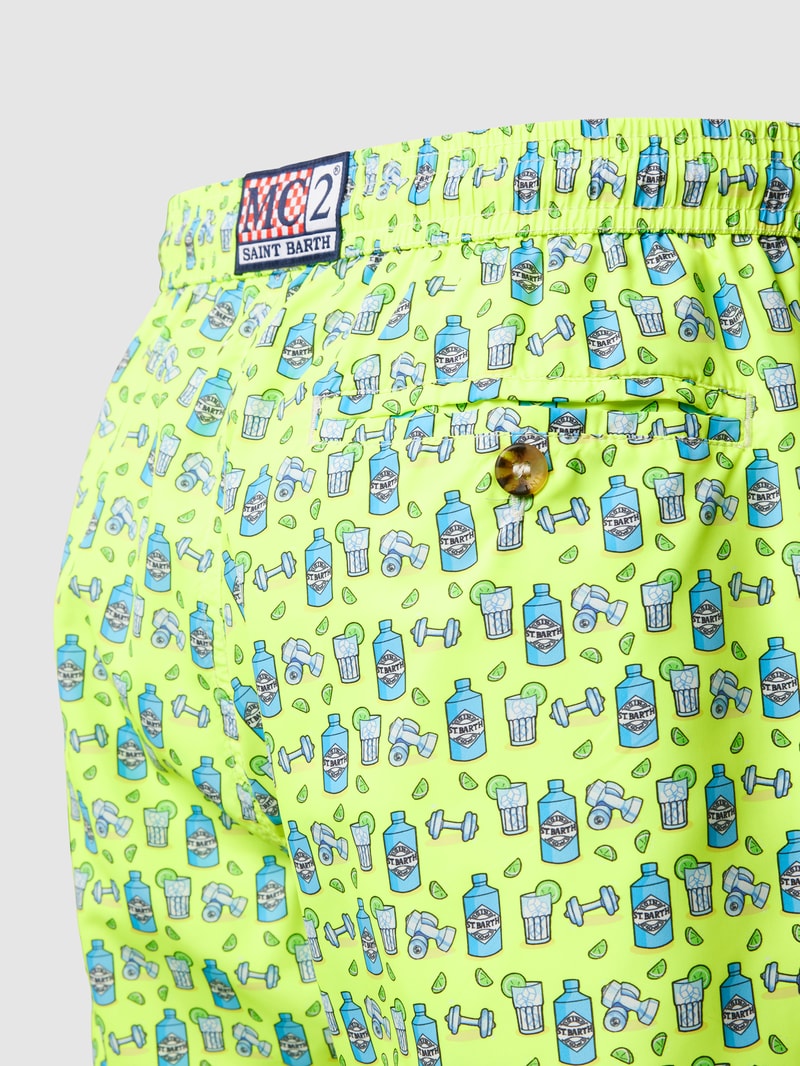 Badehose mit Allover-Muster Modell 'MICRO FANTASY' in hellgrün