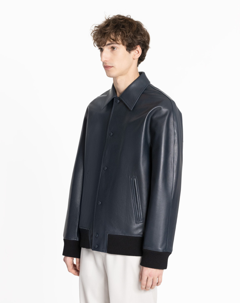 BLOUSON EN CUIR EFFET KIMONO