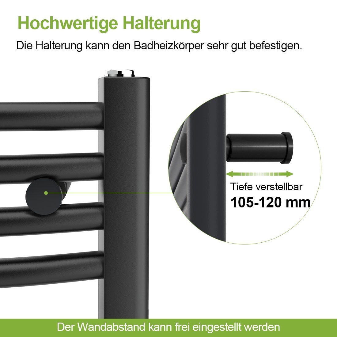 S'AFIELINA Elektrischer Badheizkörper Elektrisch Handtuchwärmer Heizkörper Seitenanschluss -Anthrazit, inkl. Heizstab mit Thermostat,Elektrisch betrieben