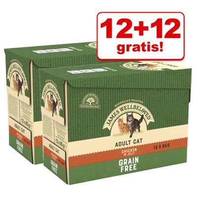 12 x 85 g gratis! 24 x 85 g James Wellbeloved Grain Free