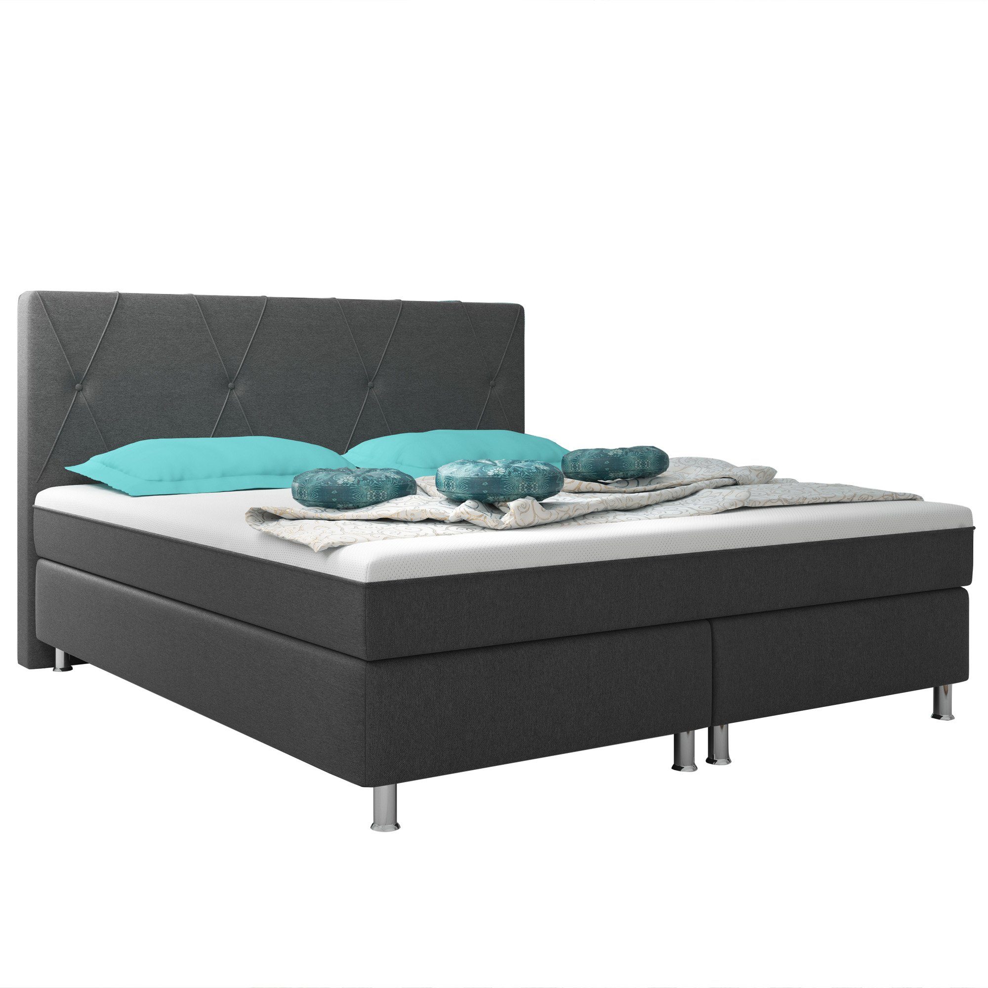 interbed Boxspringbett Boston Plus mit integriertem Topper 180x200 Webstoff