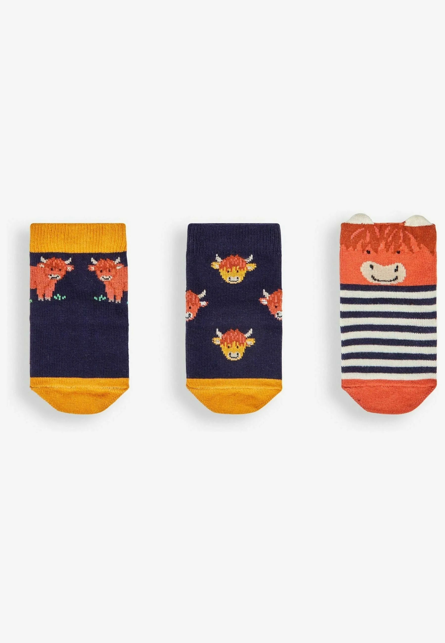 JoJo Maman Bébé HIGHLAND COW 3-PACK - Calcetines