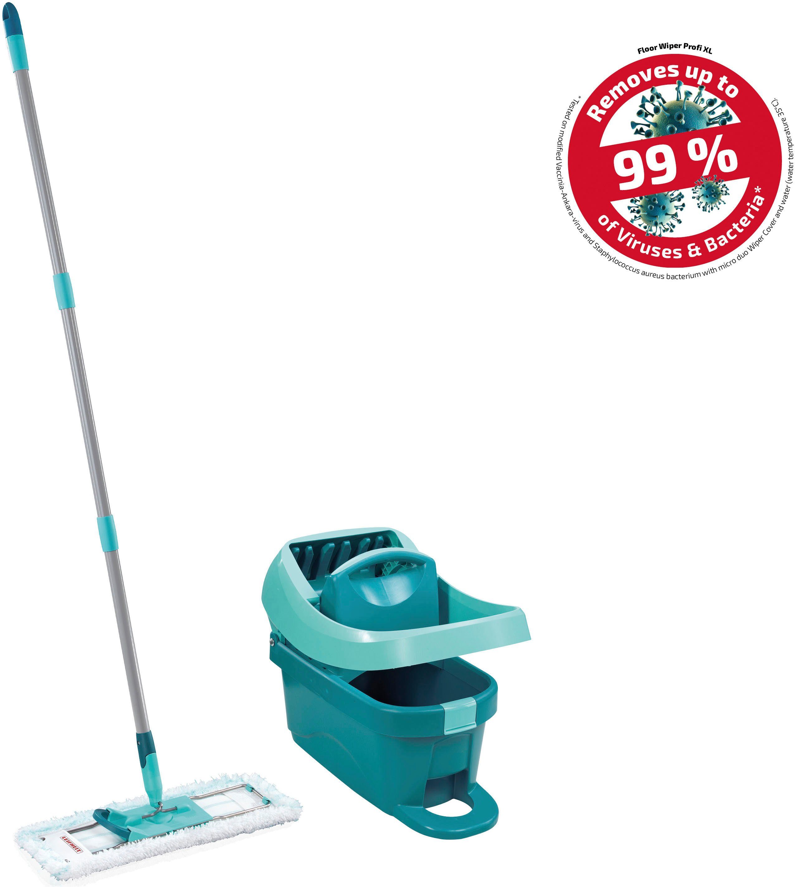Leifheit Bodenwischer-Set Wischtuchpresse Profi XL mit Rollen, Wischbreite 42 cm