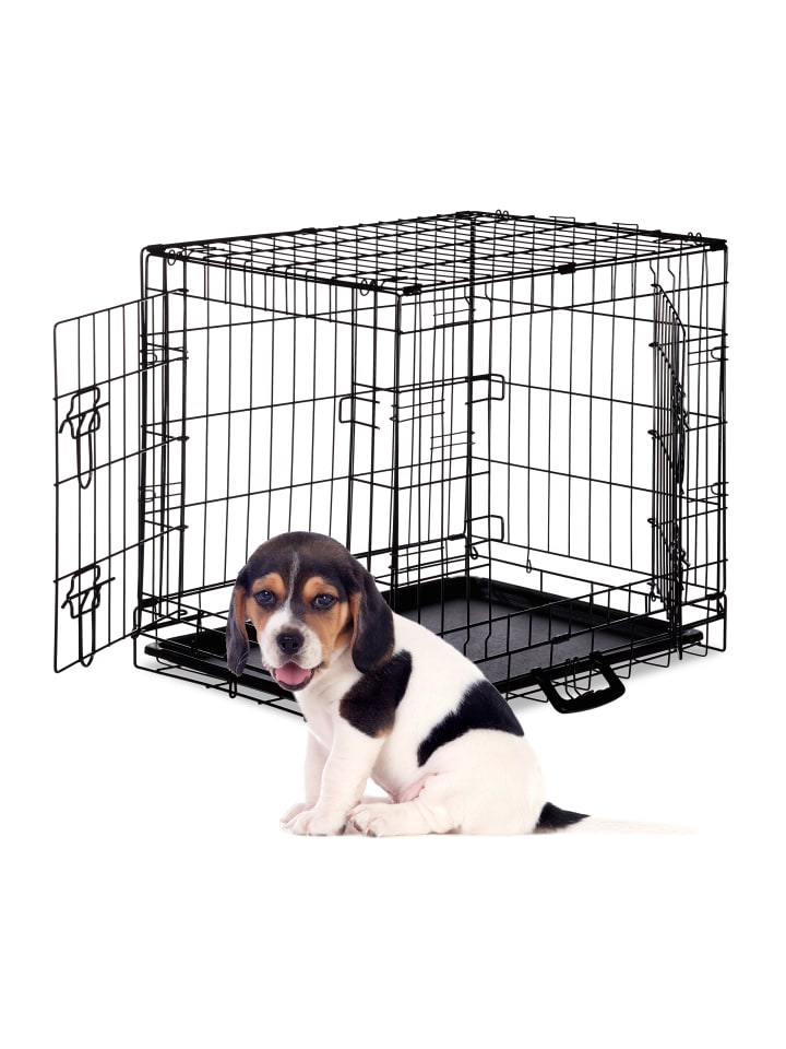 relaxdays Hundekäfig in Schwarz - (B)61,5 x (H)55 x (T)47 cm günstig kaufen onesize