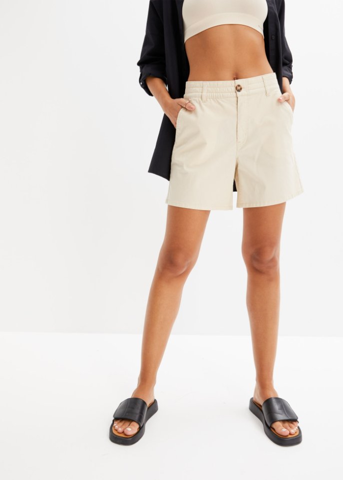 High Waist Shorts aus Twill