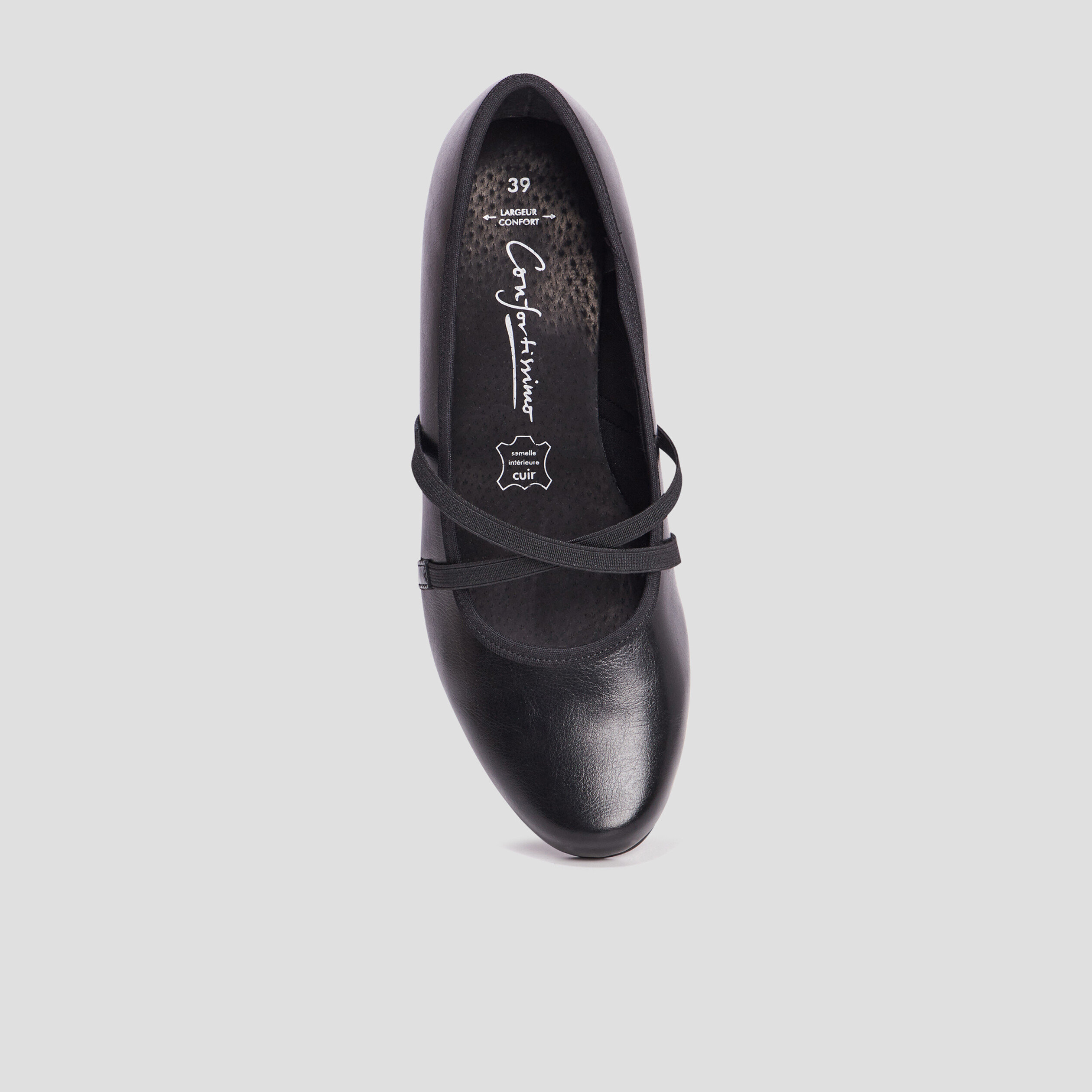 Escarpins confort à talons en cuir noir femme | La Halle