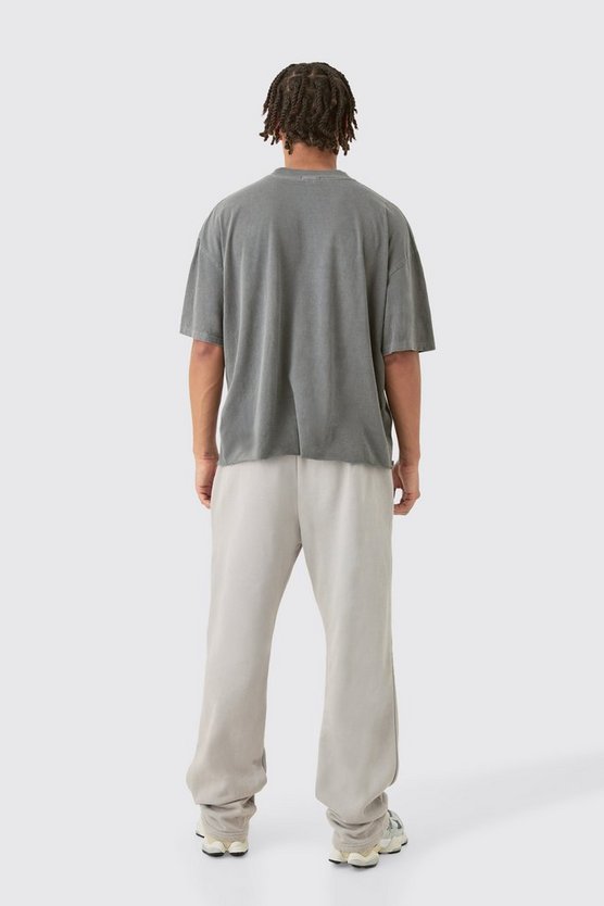 Kastiges Oversize T-Shirt mit rohem Saum und Brooklyn Nyc Print