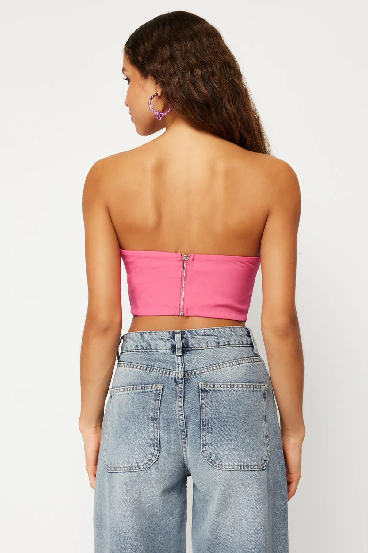 Trendyol Collection  Fuchsiafarbenes, gefüttertes, gewebtes Otrish-Bustier TPRSS22BS00018