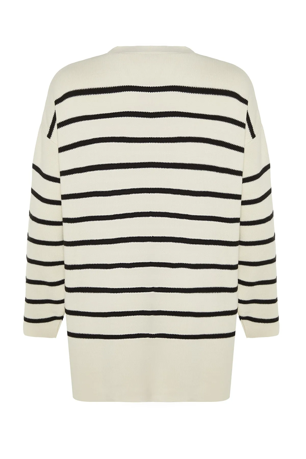 Trendyol Modest  Steinschwarz gestreifte Strickjacke TCTAW24TH00012