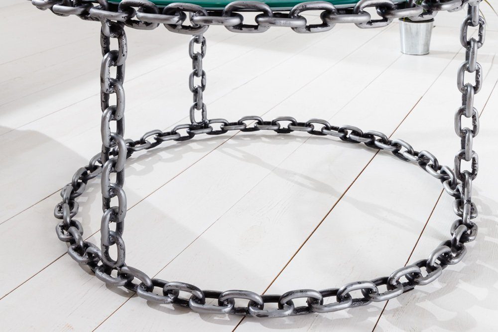 riess-ambiente Couchtisch CHAINS 65cm transparent / silber (Einzelartikel, 1-St), Wohnzimmer · Glas · Metall · Handarbeit · Kettengestell · Industrial