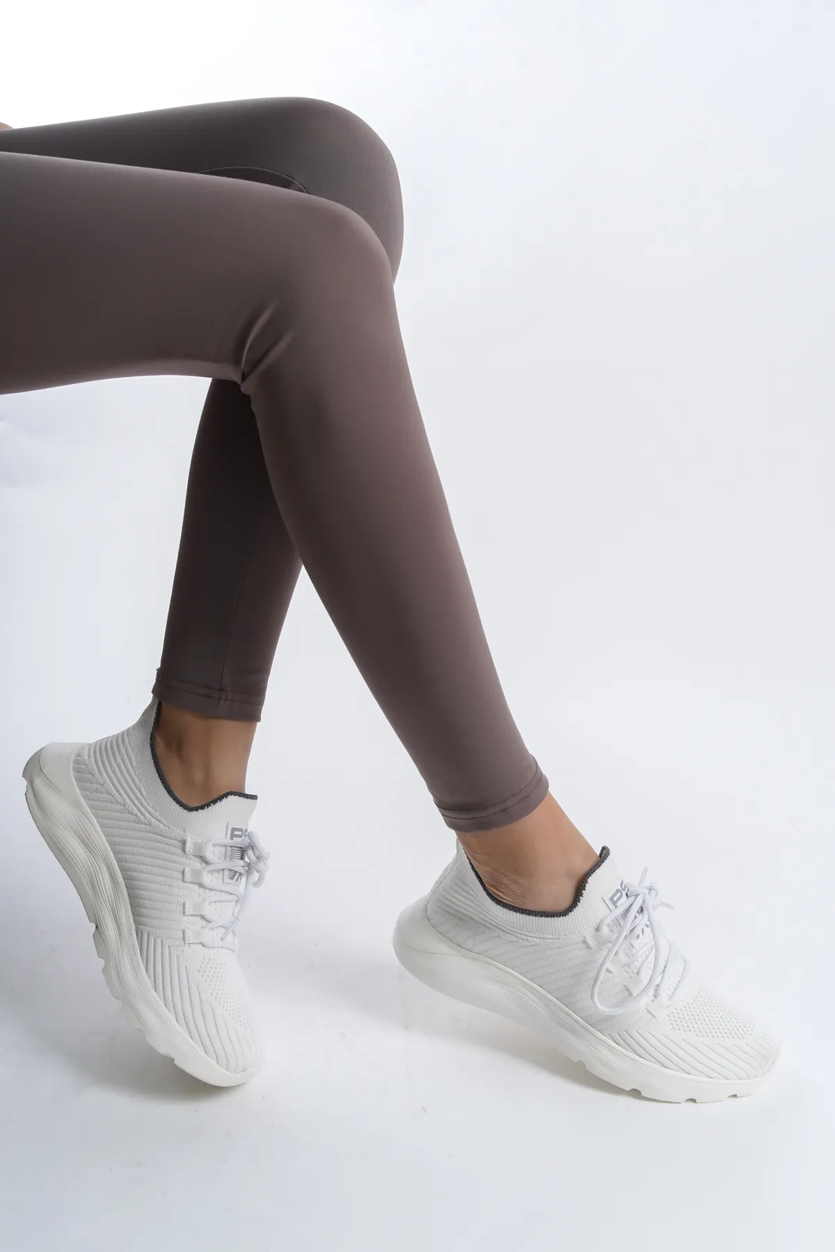 en7  Weißer, bequemer und leicht zu tragender Strick-Sneaker 4556 für Unisex