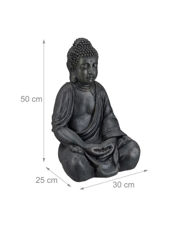 relaxdays Buddha Figur in Dunkelgrau - (H)50 cm günstig kaufen onesize
