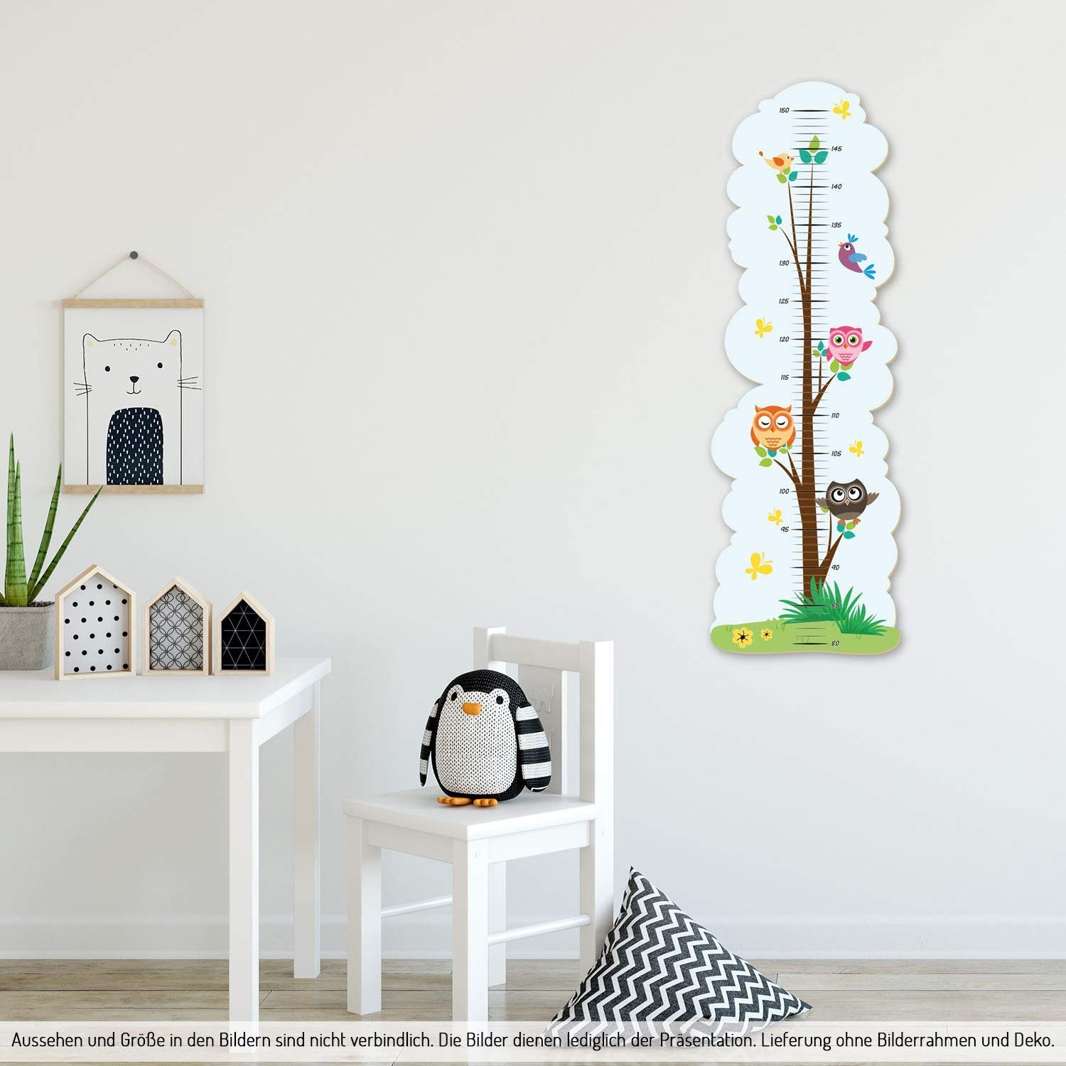 Kreative Feder Messlatte „Eule & Baum“ für Kinder, Messlatte fürs Kinderzimmer im Norwegian Style; Messbereich 80–150 cm