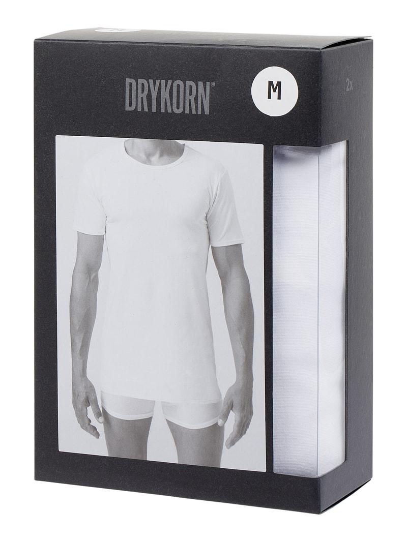 T-Shirt mit Stretch-Anteil im 2er-Pack Modell 'Cadan' in weiß
