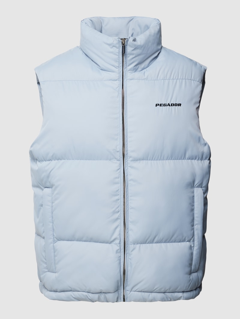 Steppweste mit Label-Stitching in hellblau