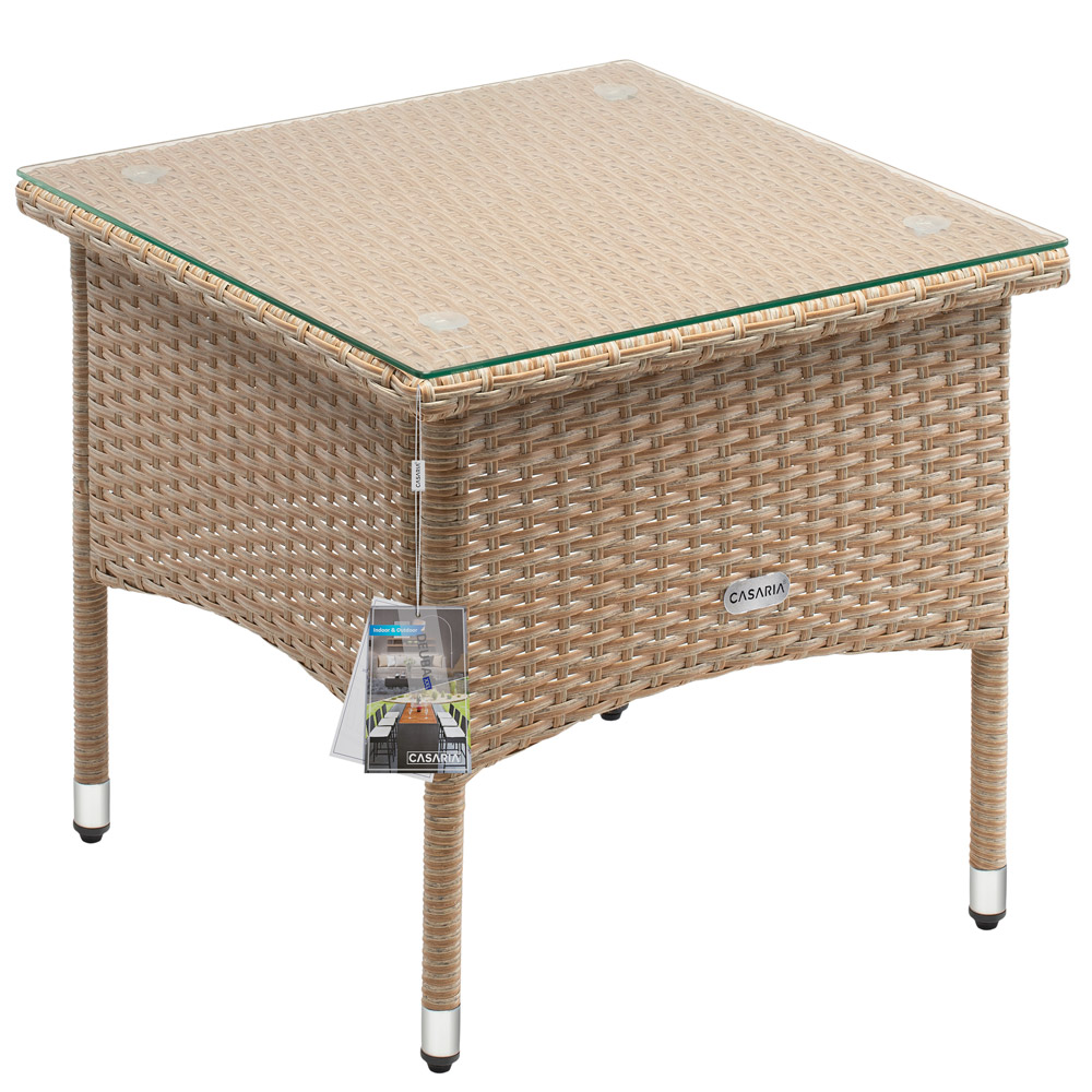 Casaria Gartentisch Beistelltisch Polyrattan 50x50x45 cm creme