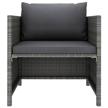 vidaXL Loungesofa Gartensofa mit Kissen Grau Poly Rattan, 1 Teile