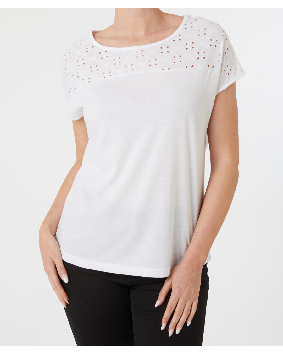 T-Shirt mit Spitzeneinsatz