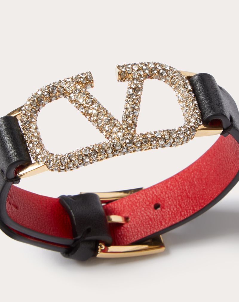 Vlogo Signature-armbånd i læder og Swarovski®-krystaller
