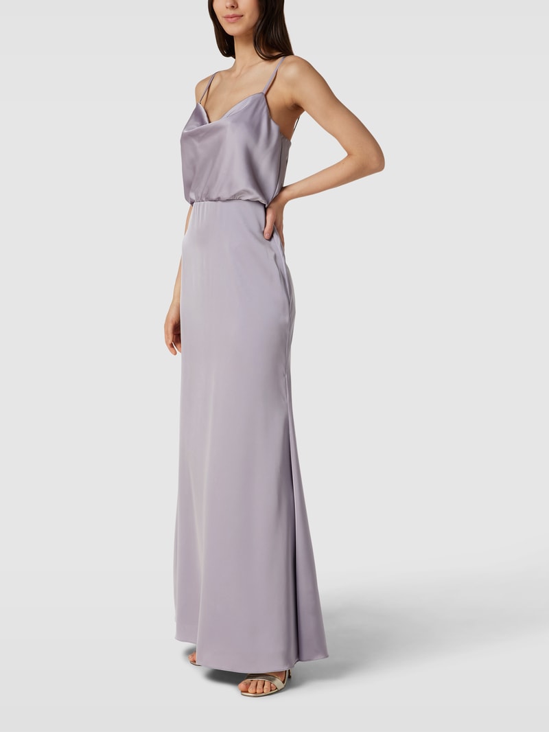 Abendkleid mit Wasserfall-Ausschnitt in flieder
