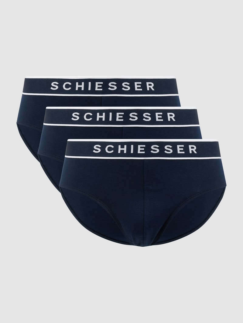 Slip mit Logo-Bund im 3er-Pack in marineblau