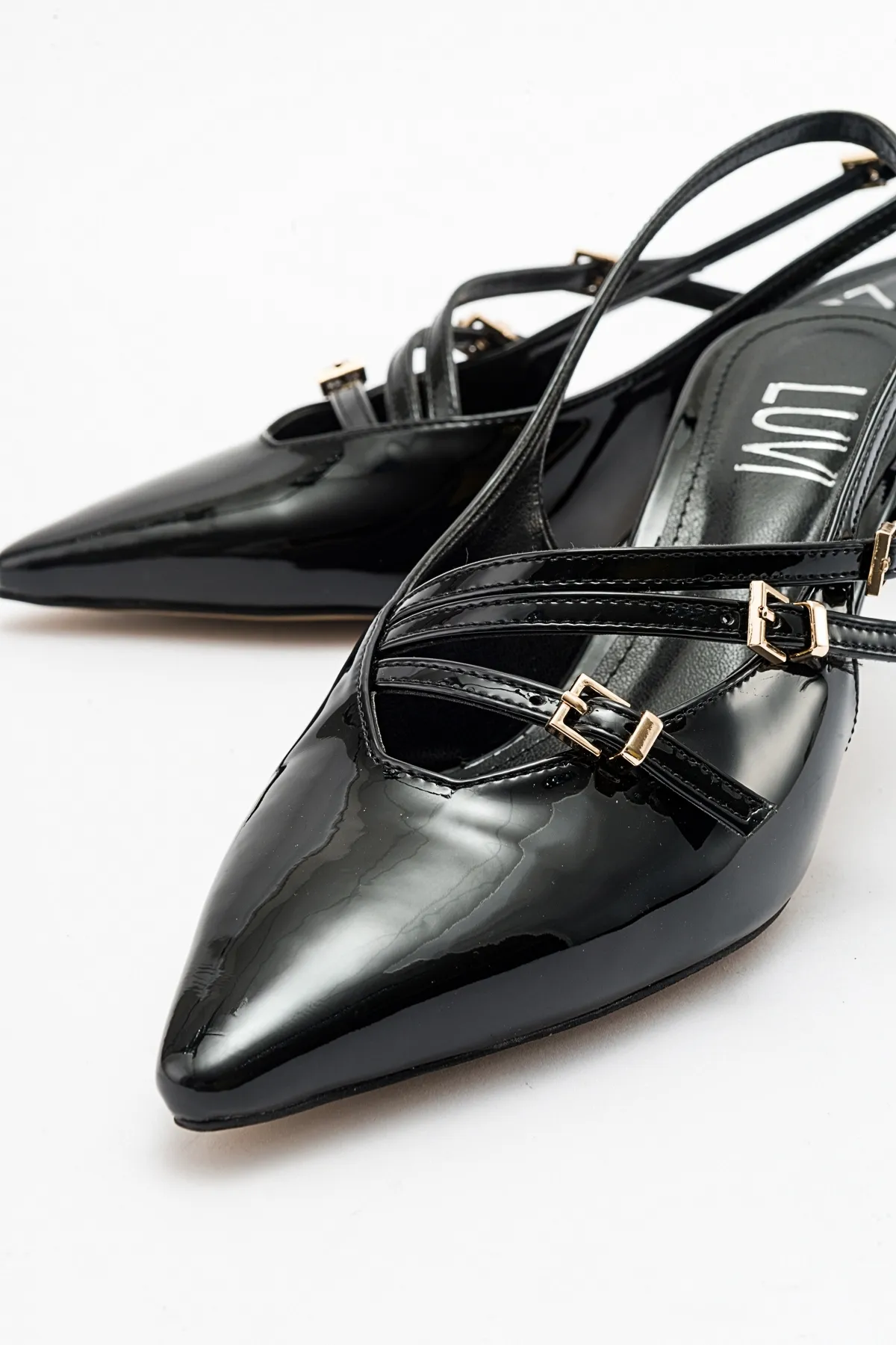 LuviShoes  MAGRA Damen-Schuhe mit Absatz aus schwarzem Lackleder