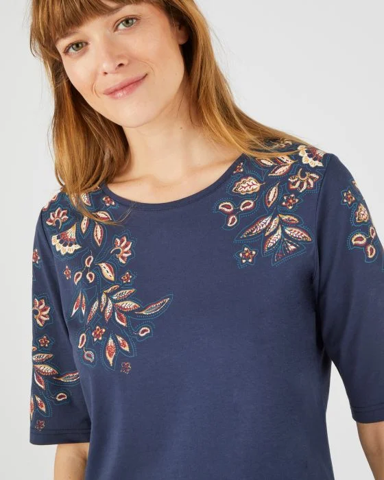 Tee-shirt imprimé placé floral