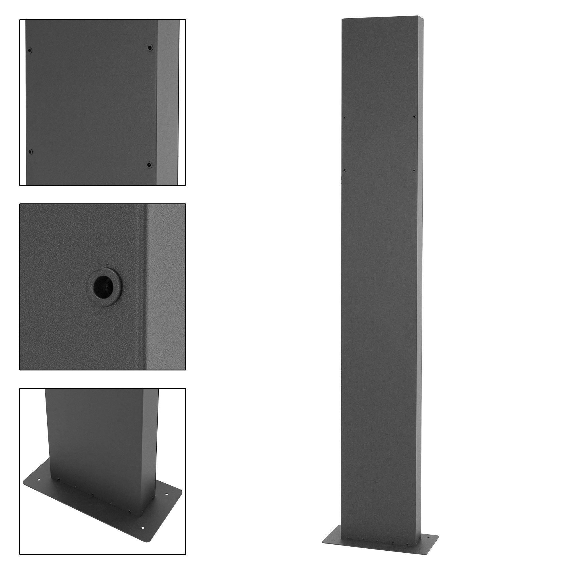ML-DESIGN Briefkasten Briefkastenständer Wandbriefkasten Standfuß Ständer Halterung, Edelstahl pulverbeschichtet Anthrazit 170cm Freistehend