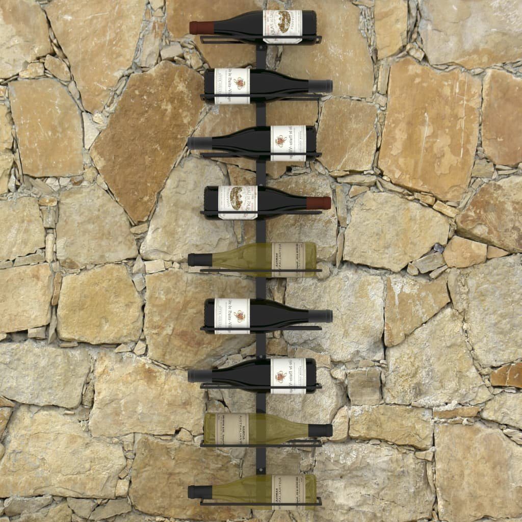 vidaXL Weinregal Wand-Weinregal Flaschenhalter Flaschenregal für 9 Flaschen Schwarz Eis
