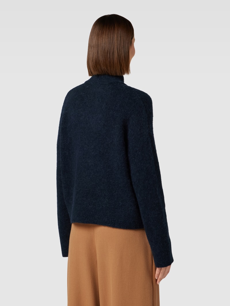 Strickjacke aus Woll-Alpaka-Mix mit Eingrifftaschen in marineblau