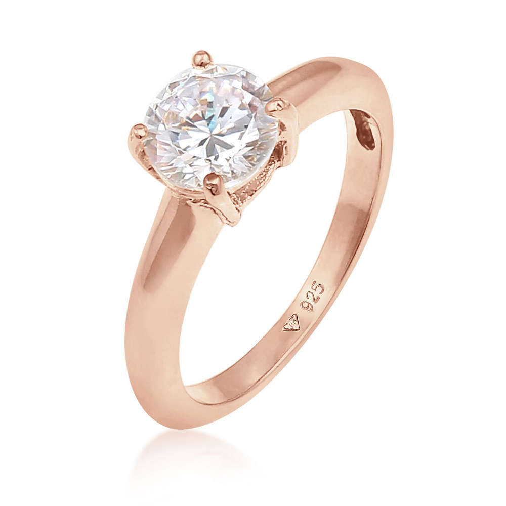 Elli Elli Bague Femmes Solitaire Classique avec cristal de zirconium en argent sterlin Bague