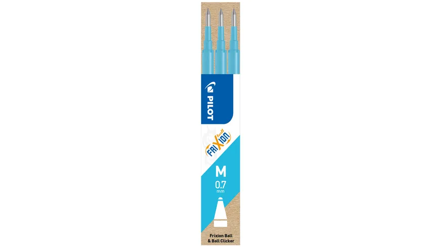 PILOT Tintenrollermine FriXion Ball/Clicker 0.7 (M) Hellblau 3er Set