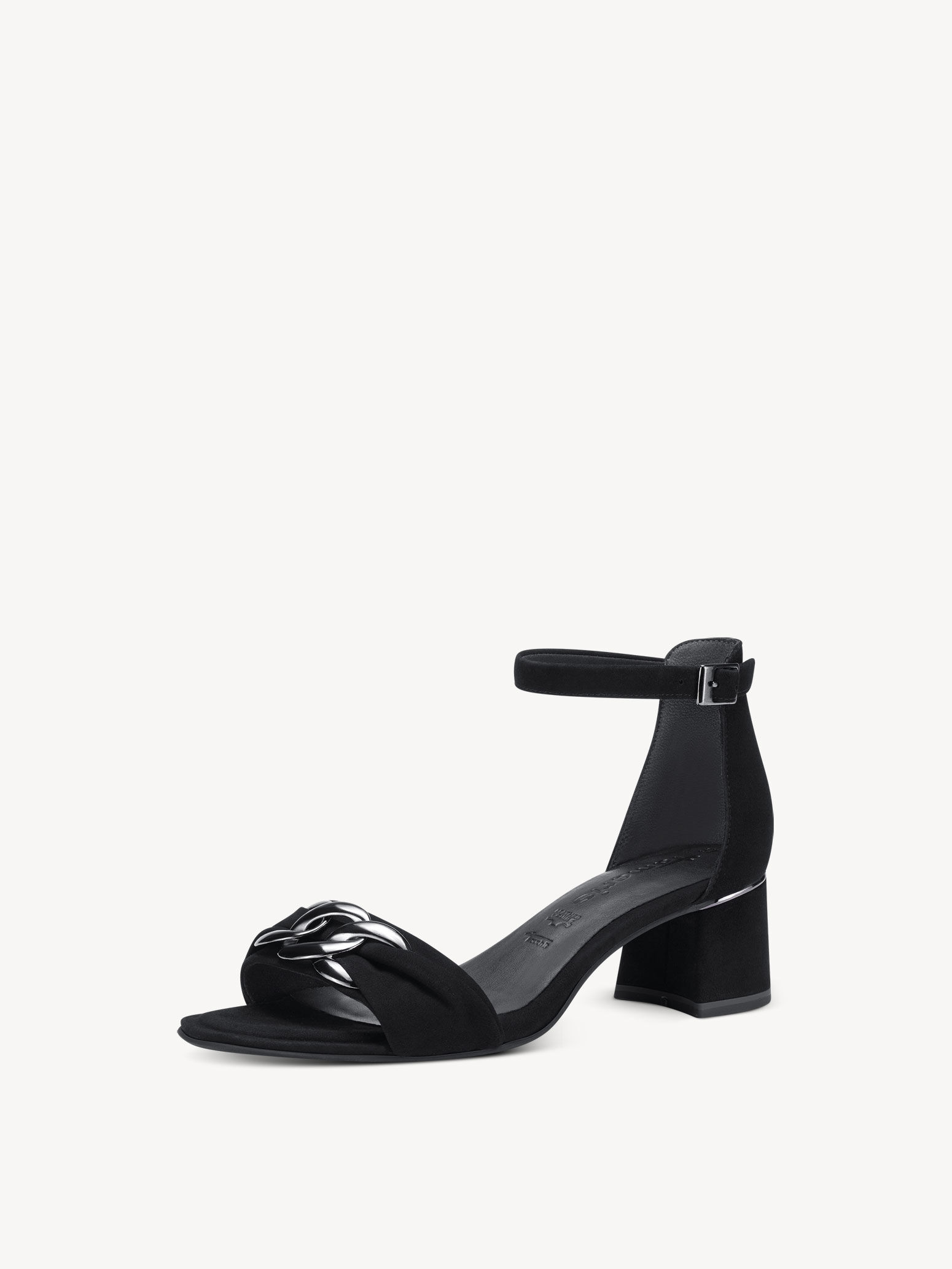 Sandale à talon en cuir - noir