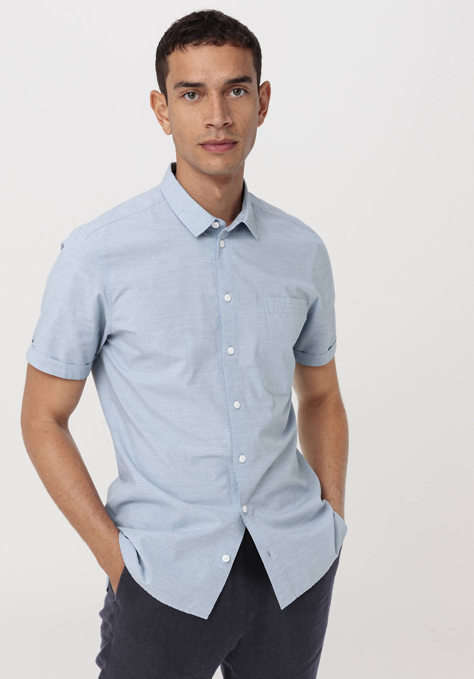 Kurzarm-Hemd Regular Fit aus Bio-Baumwolle mit Hanf und Yak