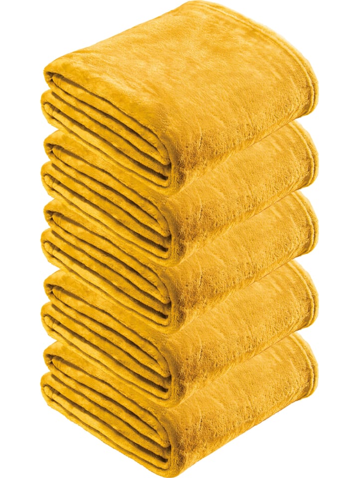 REDBEST Fleece, Microfaser Fleece Wohndecke 5er-Pack Amarillo in gelb günstig kaufen