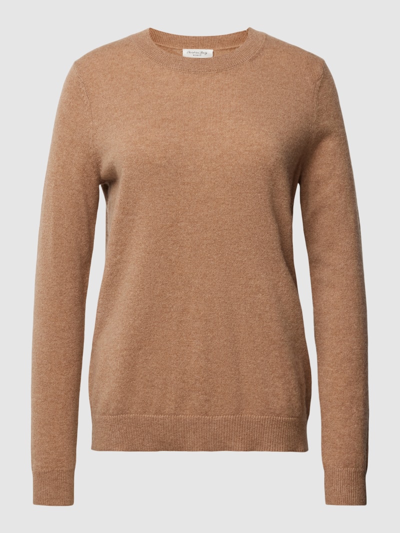 Kaschmirpullover in melierter Optik in camel meliert