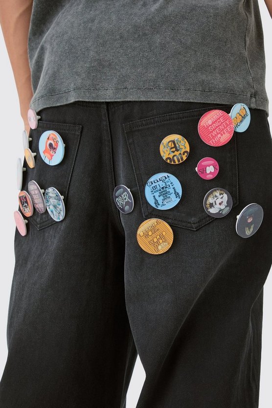 Lockere Jeans in gewaschenem Schwarz