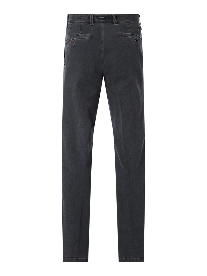 Jeans mit Label-Patch in mittelgrau meliert