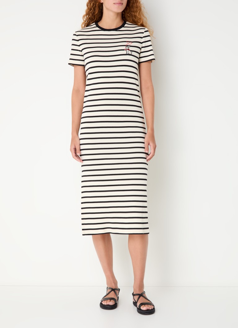 Robe midi Claudie Pierlot à rayures et broderies