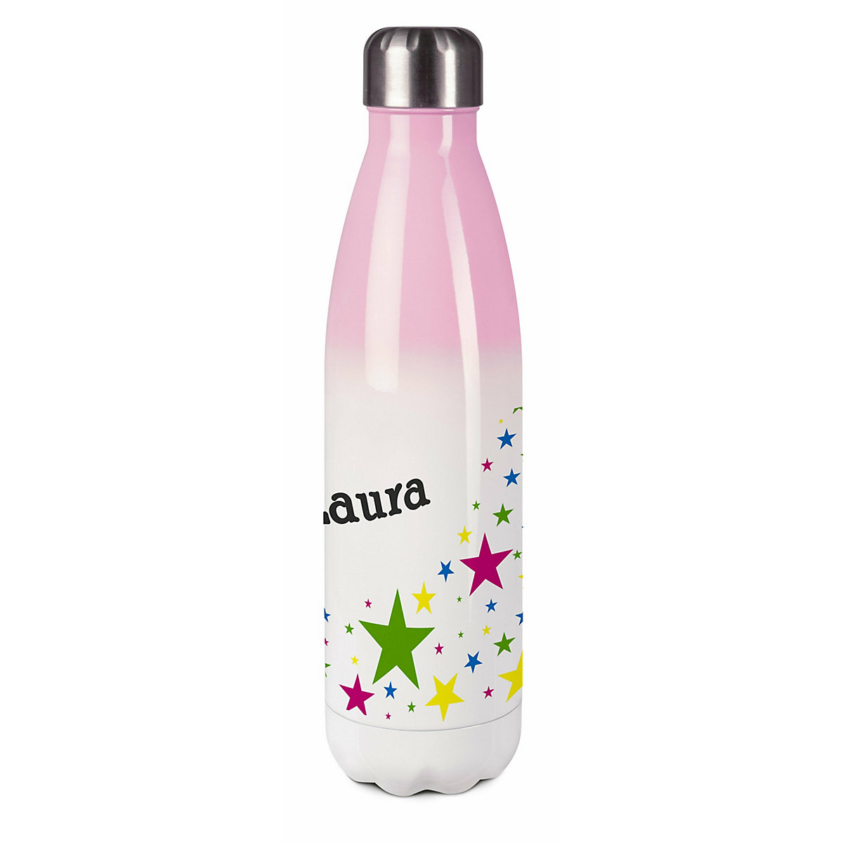 Edelstahl Kinder Thermoflasche / Trinkflasche bunt Sterne Spülmaschinenfest, Auslaufsicher, Bruchfest, Doppelwandig, Für Heißgetränke geeignet, Mit Deckel, Isoliert